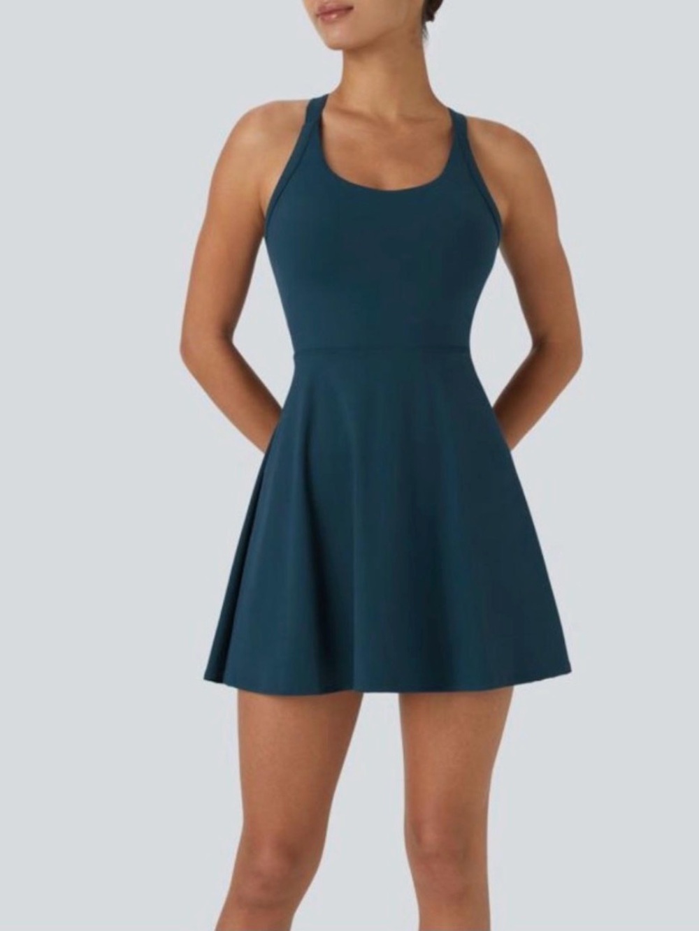 HALARA Teal Racerback Scoop-Neck Mini Dress